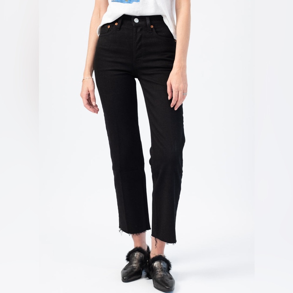 Re/done stovepipe jeans pitch black size 25